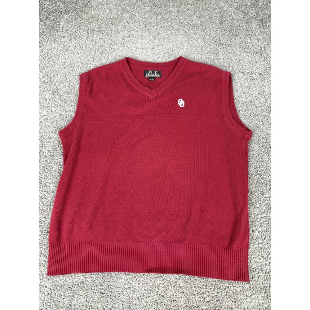 Oklahoma Sooners Sweater Vest Mens Large Red NCAA College Football Pro Player